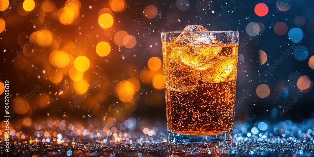 a glass of cola with ice and a splash of water a glass of cola with ice and a splash of water