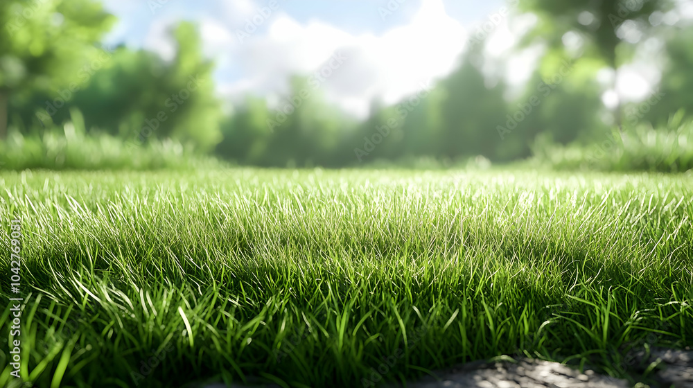 Green Grass Field 3D Illustration Green Grass Field 3D Illustration