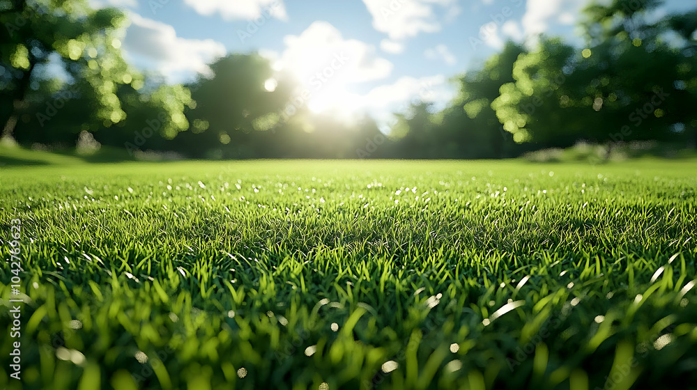 Close-up of Lush Green Grass with Sunlight Close-up of Lush Green Grass with Sunlight