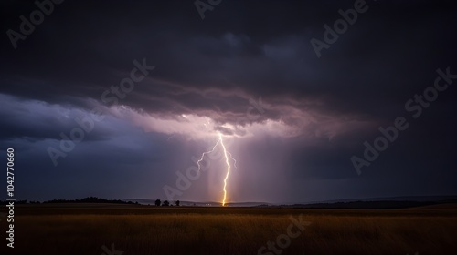 Wallpaper Mural Majestic Lightning Bolt Illuminates Stormy Night Landscape Torontodigital.ca