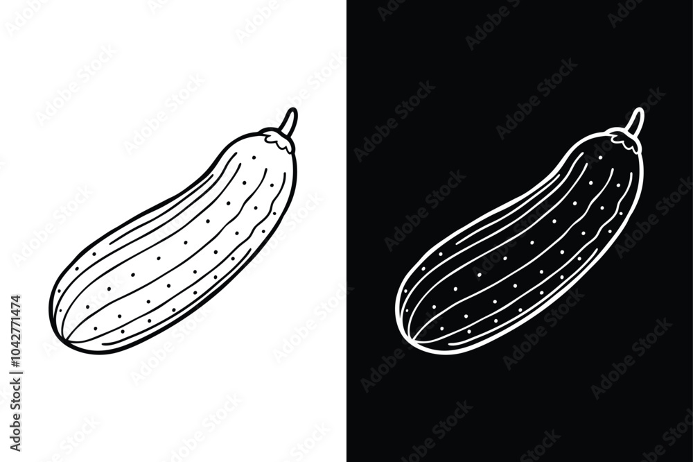 Simple Cucumber Line Icon. Black and White Contour Illustration Simple Cucumber Line Icon. Black and White Contour Illustration