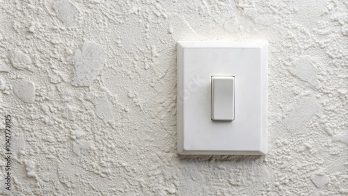 Depth of Field White light switch on a White concrete wall background