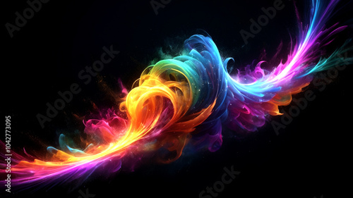 Mesmerizing Abstract Energy Flow Illustration with Vibrant Blue and Orange Glowing Streaks – High-Contrast Digital Art Depicting Dynamic Light and Motion for Futuristic, Cosmic, and Fantasy Themes