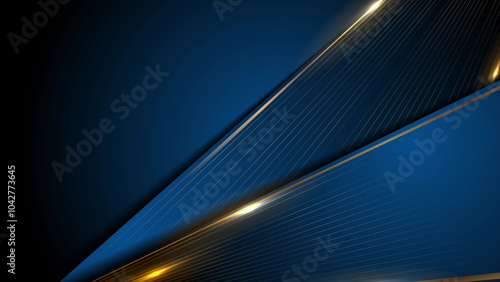 Dark blue corporate background with glowing golden lines and stripes