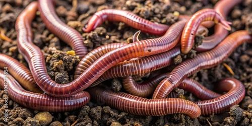 Description: Close-up of earthworms crawling on the ground