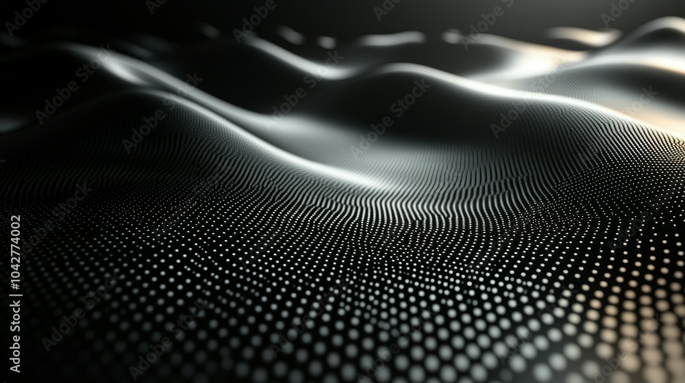 Abstract Black and White Wavy Pattern with White Dots Abstract Black and White Wavy Pattern with White Dots