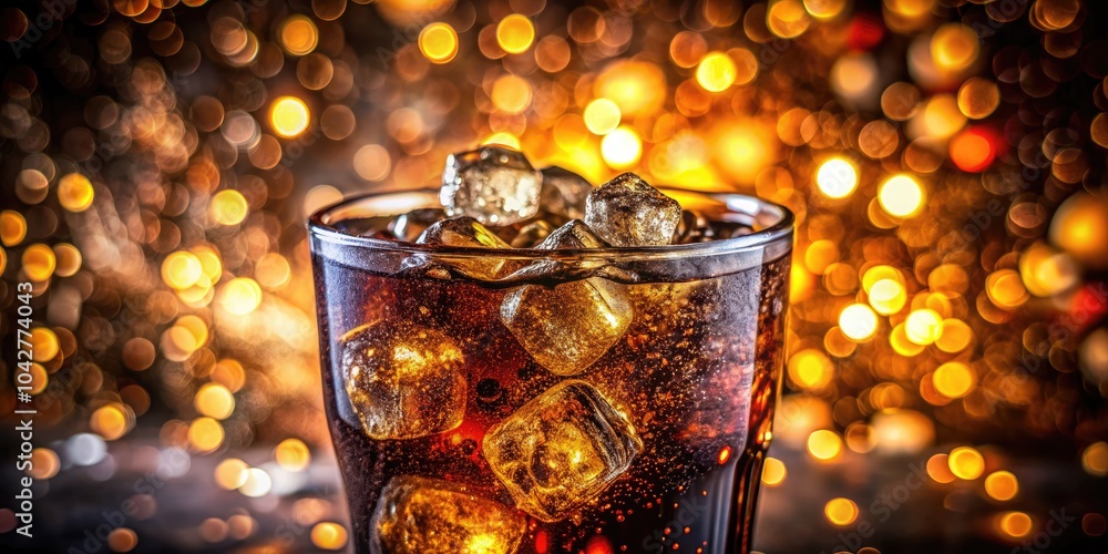 Refreshing Cola with Ice Cubes in a Glass with Bokeh Background, Perfect for Summer Drinks, Beverage Photography, Thirst Quenching, Carbonated Soft Drink, Refreshment, Ice, Food Photography Refreshing Cola with Ice Cubes in a Glass with Bokeh Background, Perfect for Summer Drinks, Beverage Photography, Thirst Quenching, Carbonated Soft Drink, Refreshment, Ice, Food Photography