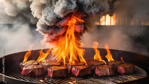 Wallpaper Mural Meat Grill Flame and Smoke Torontodigital.ca