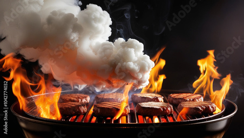 Wallpaper Mural Meat Grill Flame and Smoke Torontodigital.ca