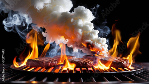 Wallpaper Mural Meat Grill Flame and Smoke Torontodigital.ca