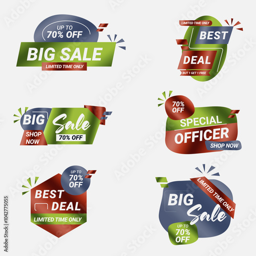 Design a sales label collection with a gradation style