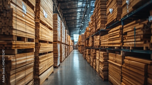 Wallpaper Mural Large modern warehouse storing stacks of lumber for construction Torontodigital.ca