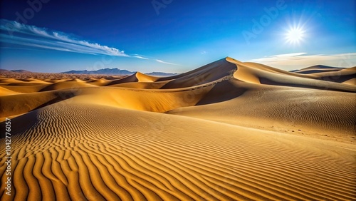 Desert landscape with sand dunes and blue sky