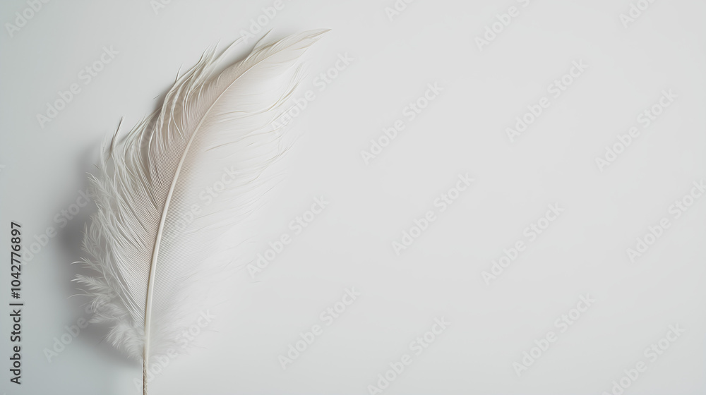 Obraz premium white feather white background