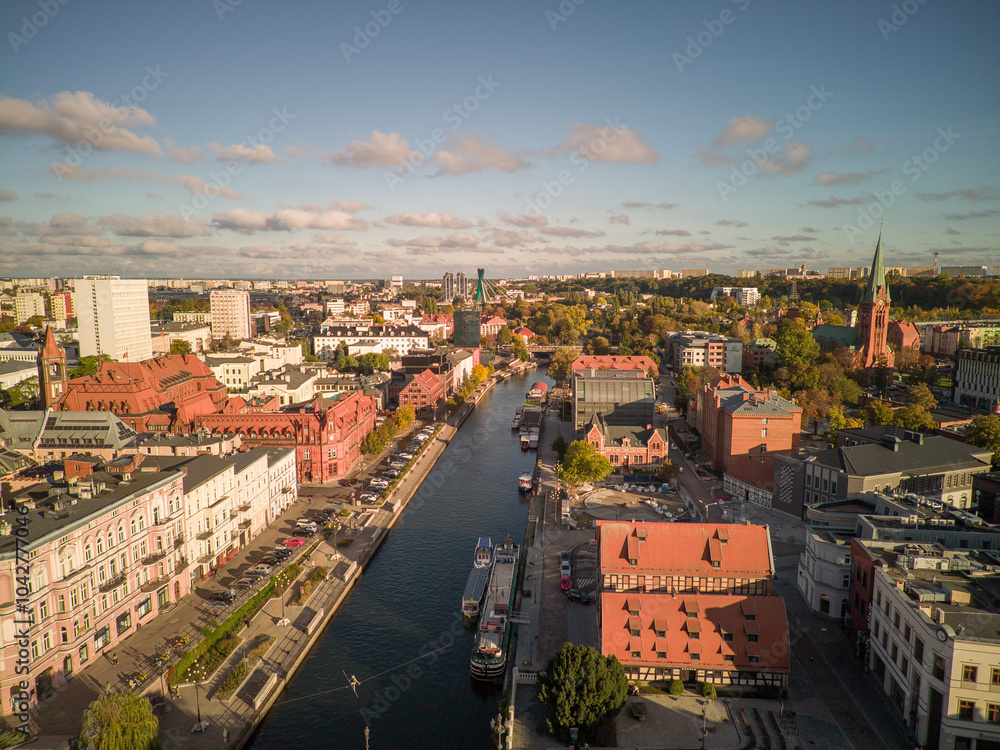 Fototapeta premium Island in the city of Bydgoszcz on the Brda River,, Poland.