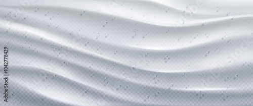 White liquid wave. 3d cosmetic cream or milk ripple background. Lotion splash texture top view. Serum swirl surface. Clear product design with smooth impact and flow effect on transparent bg.