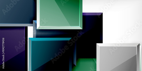 Glass toy style square shapes abstract design. Vector Illustration For Wallpaper, Banner, Background, Card, Book Illustration, landing page