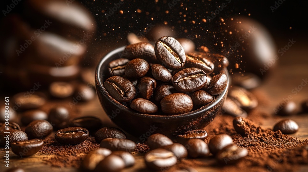 Freshly Roasted Coffee Beans in a Bowl Freshly Roasted Coffee Beans in a Bowl