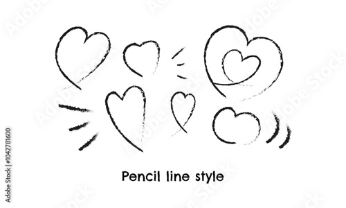 鉛筆ハート【Pencil line style/Heart】