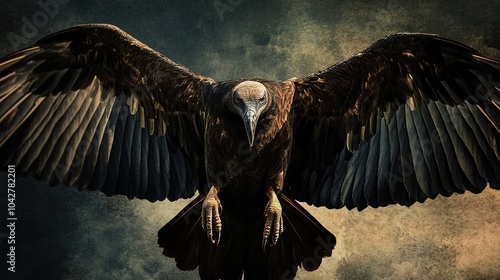 Wallpaper Mural Majestic Vulture Soaring in the Sky, Showcasing its Powerful Wingspan and Keen Eyes. A Close-Up of this Scavenger Bird, Emphasizing Its Role in Nature's Ecosystem and Wildlife Conservation Torontodigital.ca