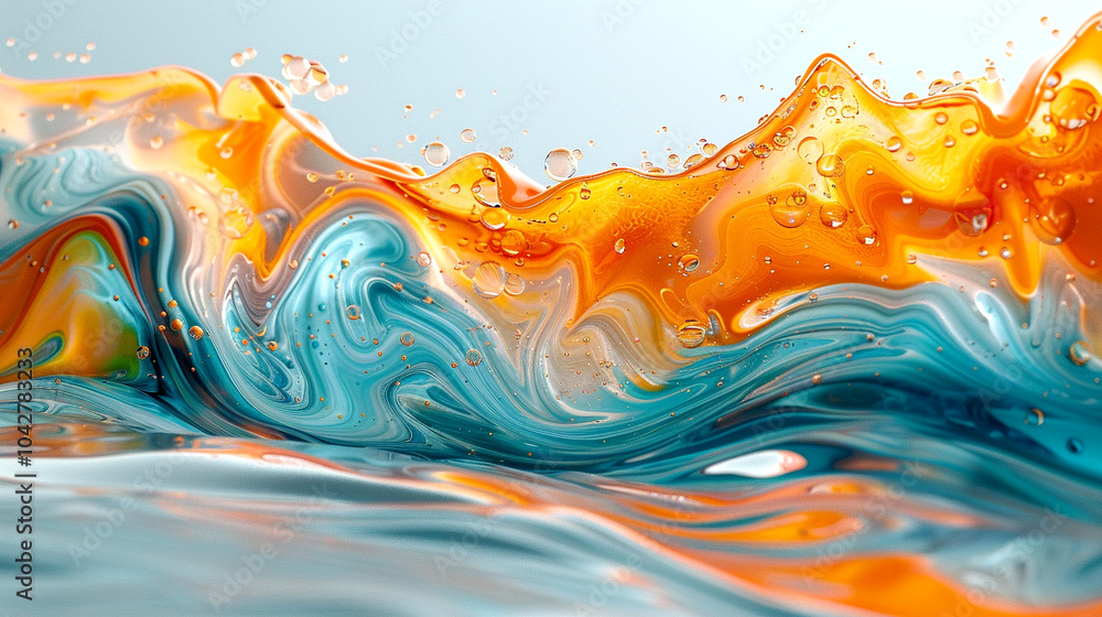 Vibrant swirls of orange and blue hues capture energy and movement in abstract art Vibrant swirls of orange and blue hues capture energy and movement in abstract art