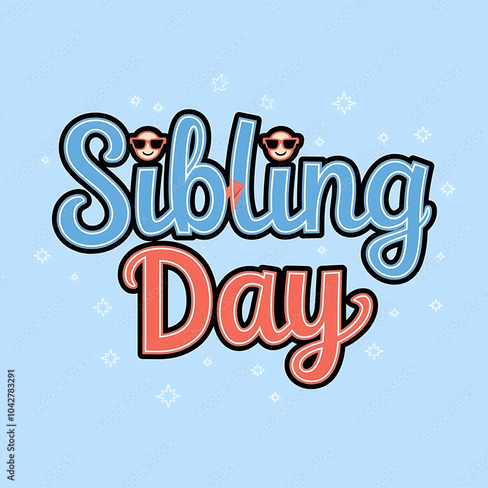 A Blue and Red Illustrated Graphic for Sibling Day A Blue and Red Illustrated Graphic for Sibling Day