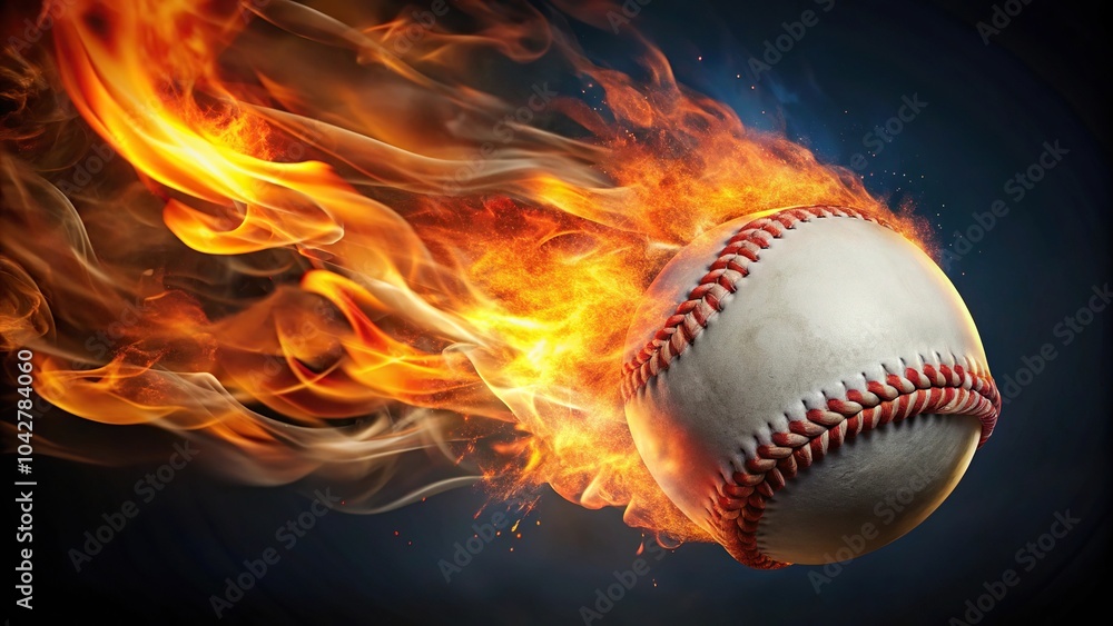 Dynamic baseball on fire with a blazing trail Dynamic baseball on fire with a blazing trail