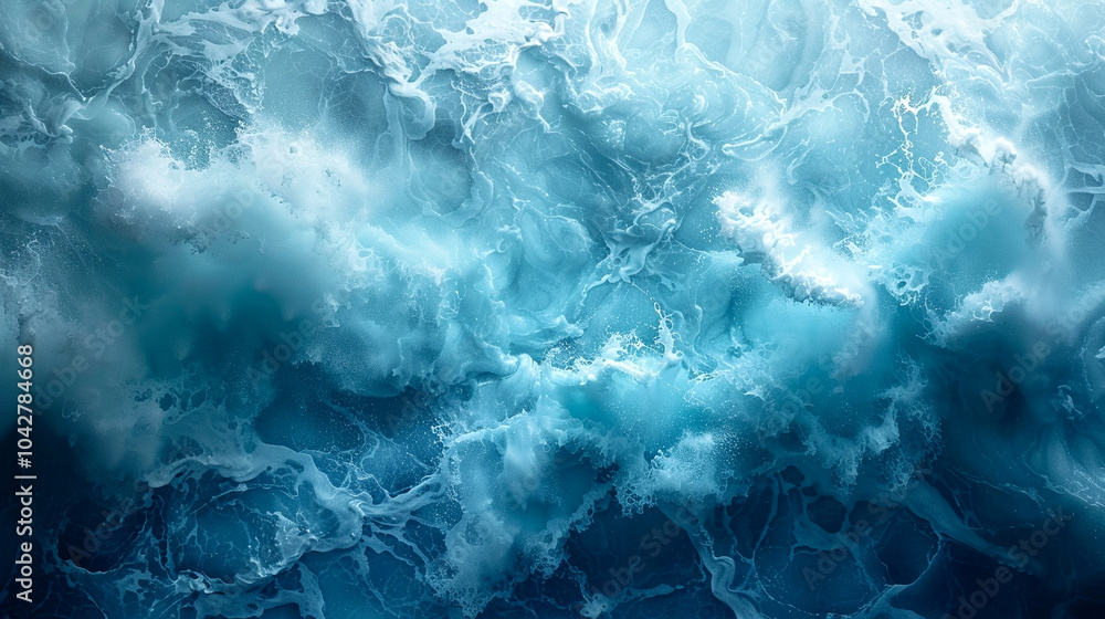 Majestic ocean waves crashing and swirling under sunlight at midday