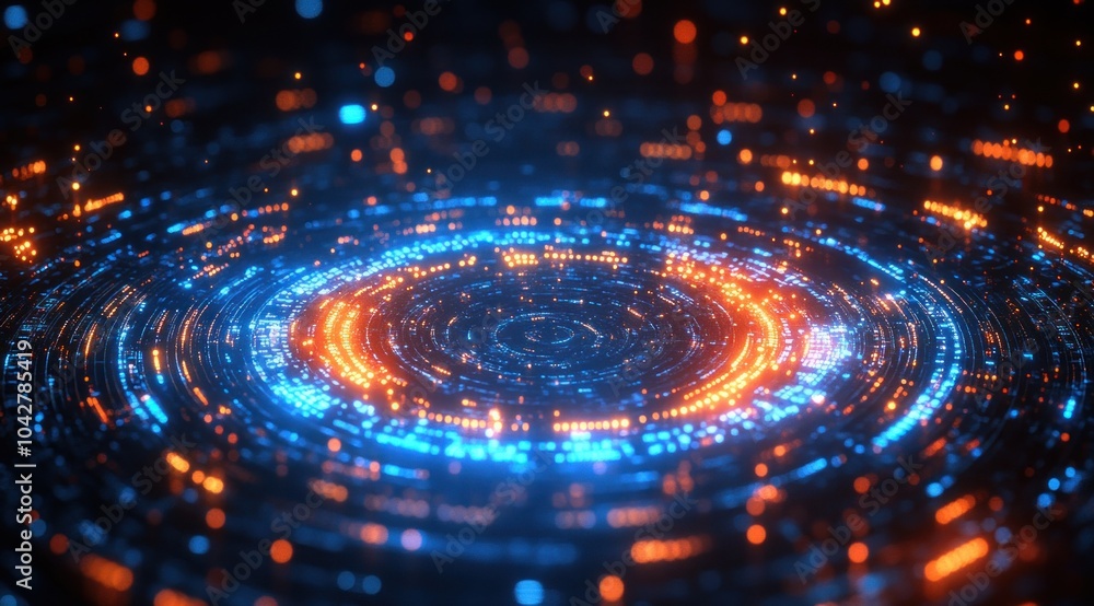 Fototapeta premium Abstract Technology Background with Blue and Orange Lights