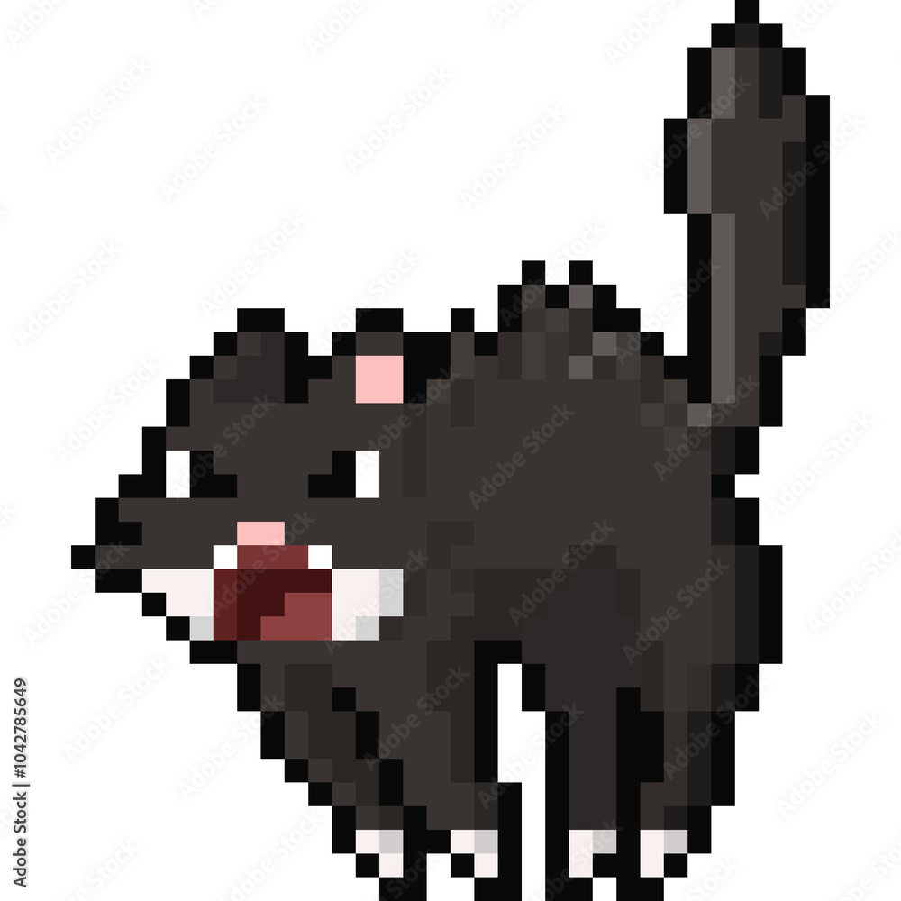 Cartoon Pixel Angry Cat Character Cartoon Pixel Angry Cat Character