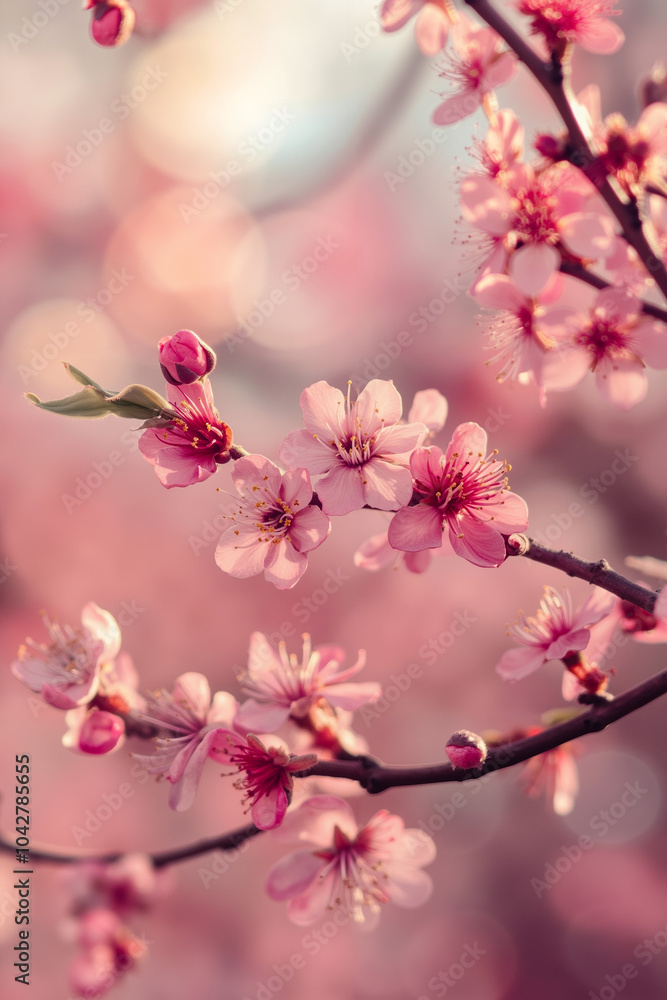 A close-up photograph of pink flowers with green leaves, set against a blurred background of pinks and whites A close-up photograph of pink flowers with green leaves, set against a blurred background of pinks and whites