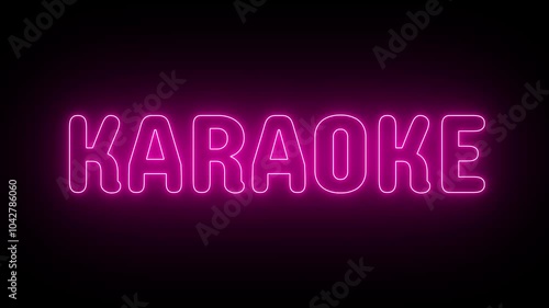 Karaoke text animation. Neon pink with black background overlay.