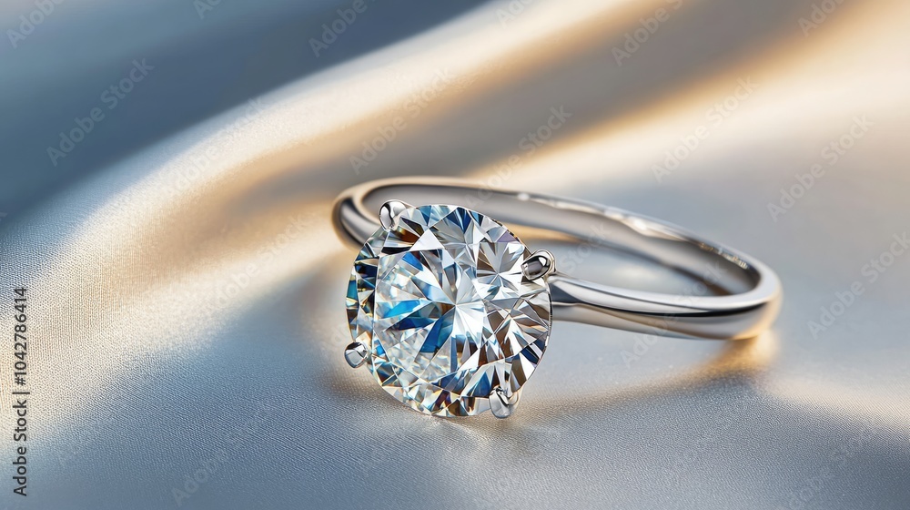 Stunning Diamond Ring on Smooth Grey Background Stunning Diamond Ring on Smooth Grey Background