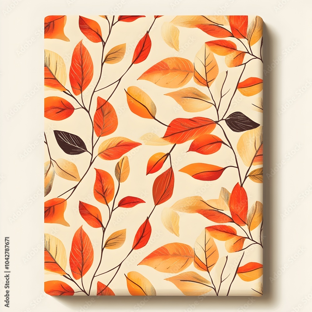 Seamless Autumnal Gift Wrap Pattern with Vibrant Fall Leaves on Neutral Background Seamless Autumnal Gift Wrap Pattern with Vibrant Fall Leaves on Neutral Background
