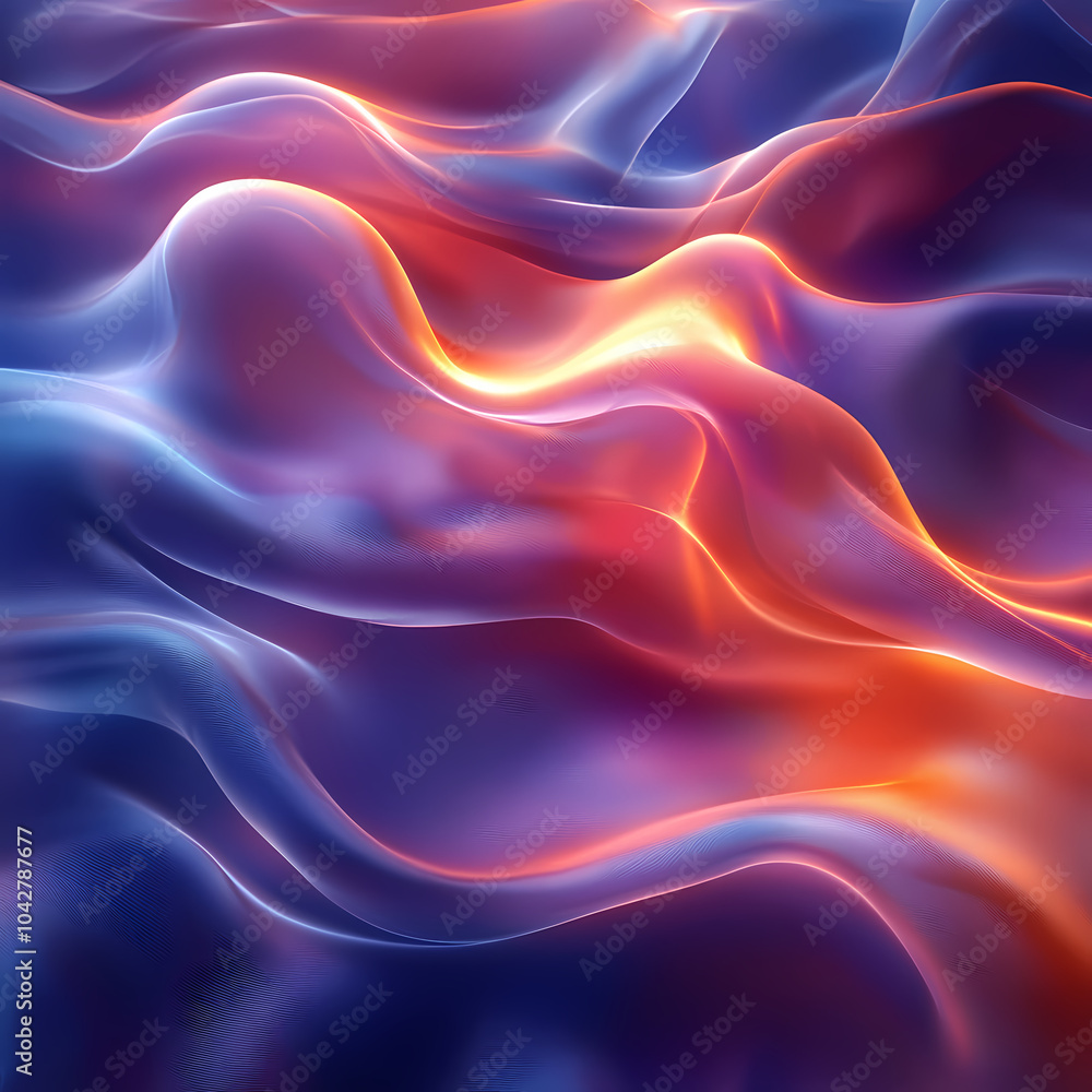 Obraz premium Abstract neon silk texture background design with smooth waves.