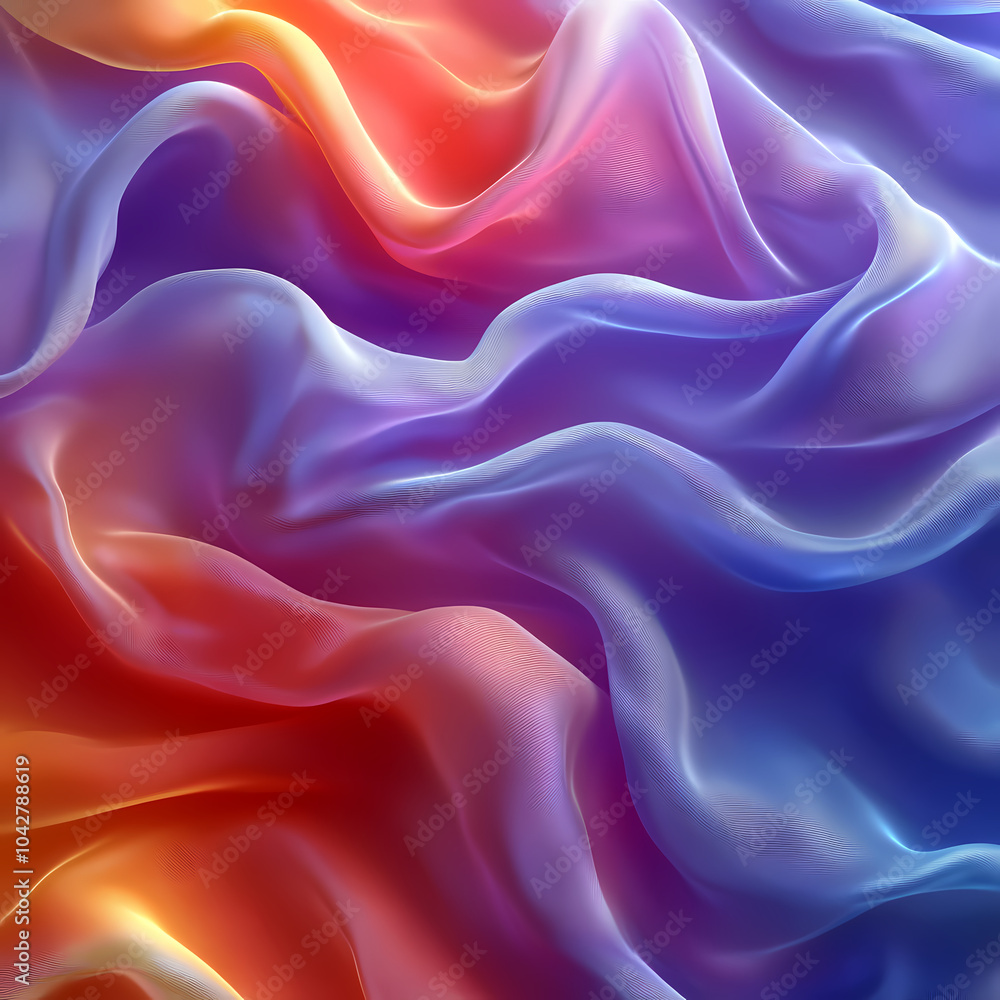 Fototapeta premium Abstract neon silk texture background design with smooth waves.