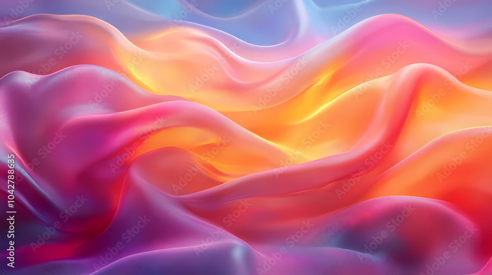 Fototapeta premium Abstract neon silk texture background design with smooth waves.