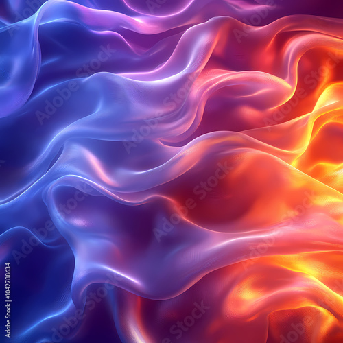 Abstract neon silk texture background design with smooth waves.