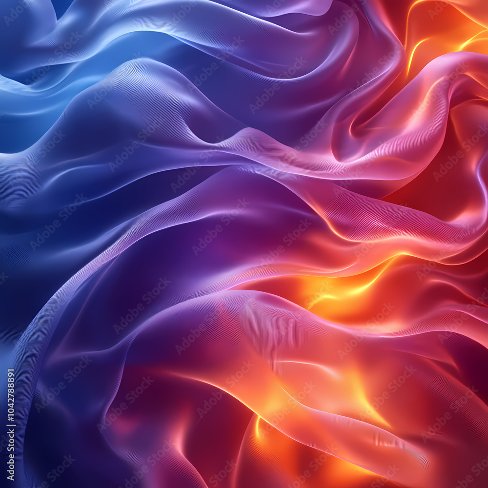 Obraz premium Abstract neon silk texture background design with smooth waves.