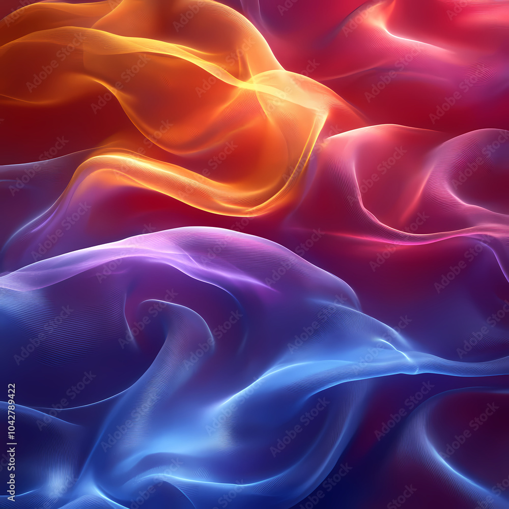 Obraz premium Abstract neon silk texture background design with smooth waves.