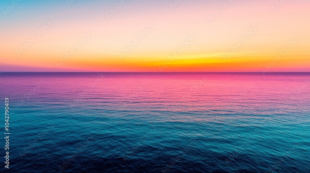 Aerial View of Colorful Sunset Over Calm Water Aerial View of Colorful Sunset Over Calm Water