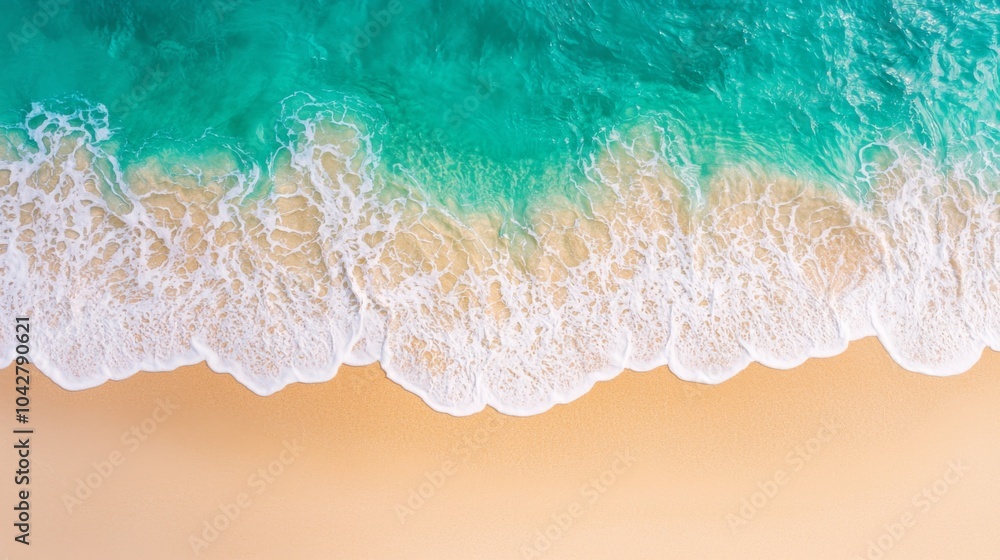 Aerial View of Curved Beach with Turquoise Waters Aerial View of Curved Beach with Turquoise Waters