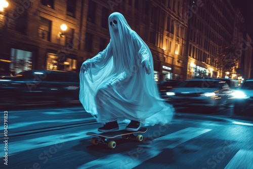 Otherworldly ghost skates downtown in thrilling night