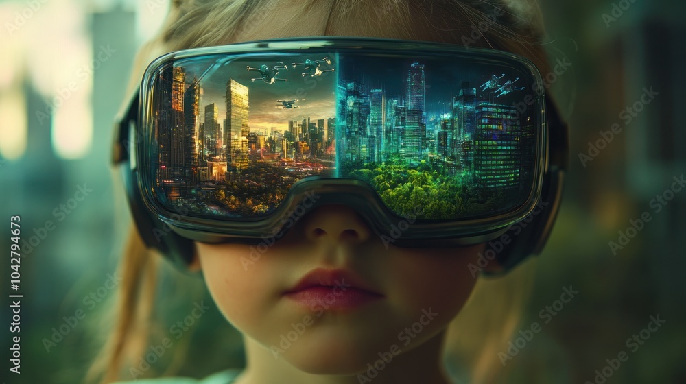 Reflection of Neon Metropolis in Modern Goggles