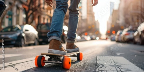 Man Skateboarding in the City