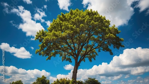 Majestic Tree Silhouette Against Cloudy Sky