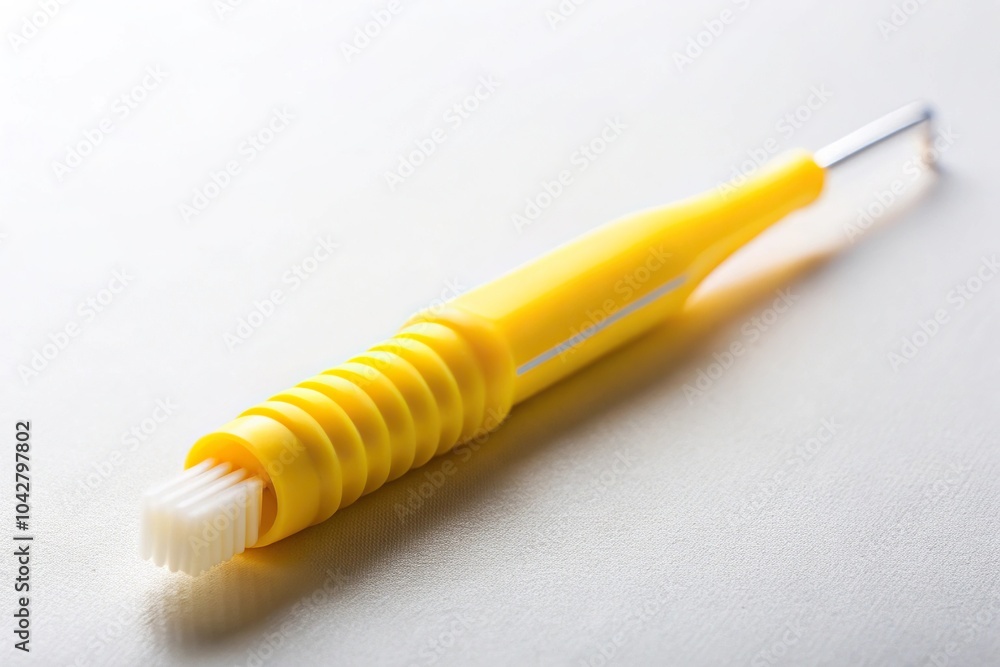 interdental brush with yellow grip tilted angle interdental brush with yellow grip tilted angle
