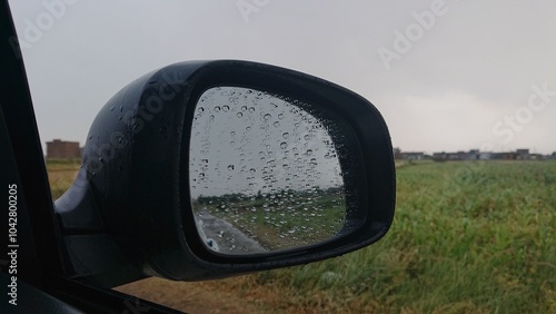 droplets on view mirror