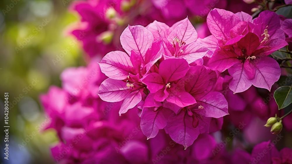 Obraz premium Pink and Purple Bougainvillea Flowers - Floral Background - Rule of Thirds