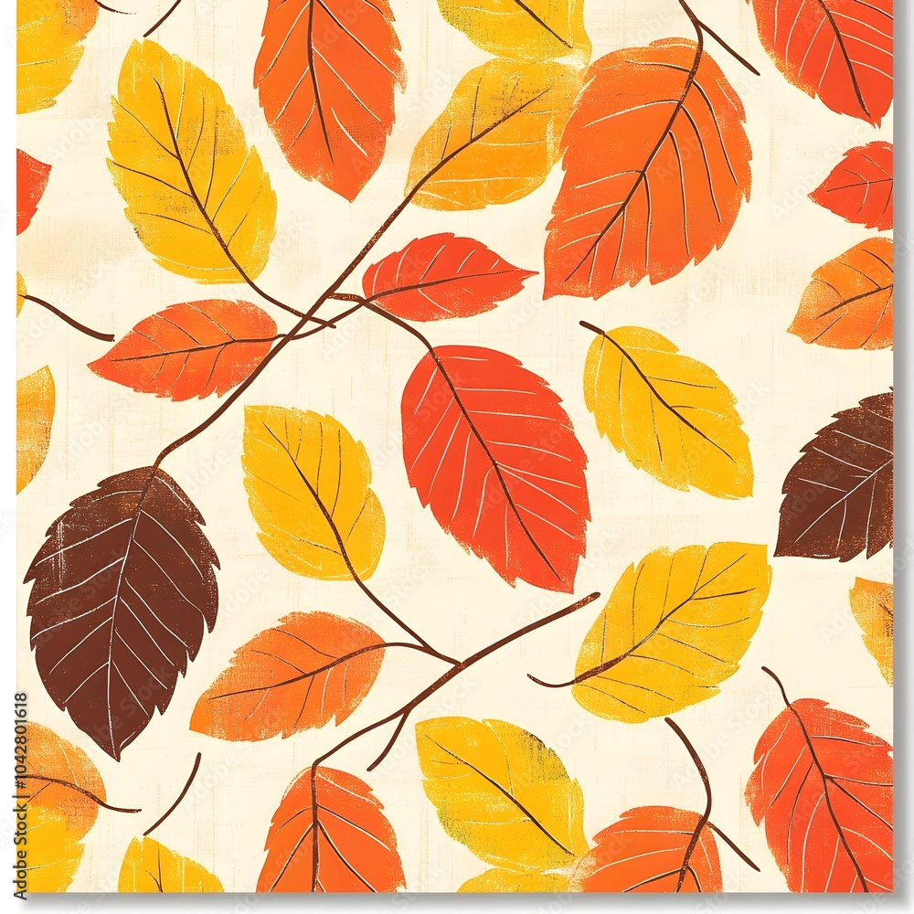 Obraz premium Vibrant Autumn Leaf Pattern for Seasonal Decor and Printable Designs